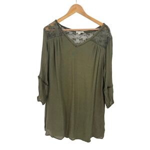 Indigo Rose Tunic Dress Womens 3X Boho Peasant Flowy Basic Casual Essential